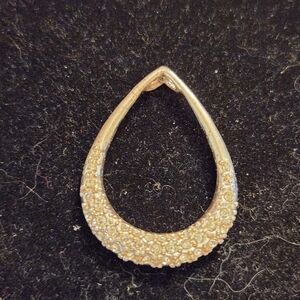Silvertone Teardrop Pavé Pendant